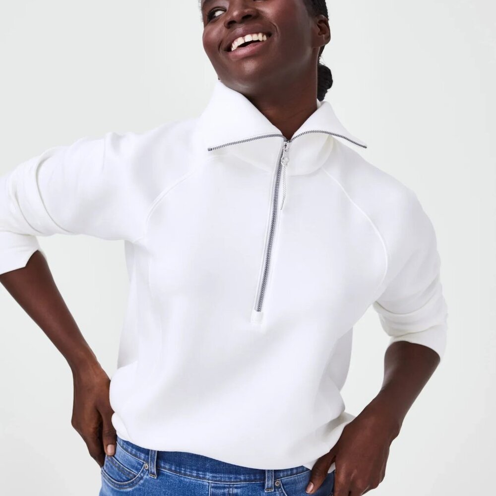 SPANX | AirEssentials Half-Zip Pullover | Powder (Ivory) | Size M | Gently Used